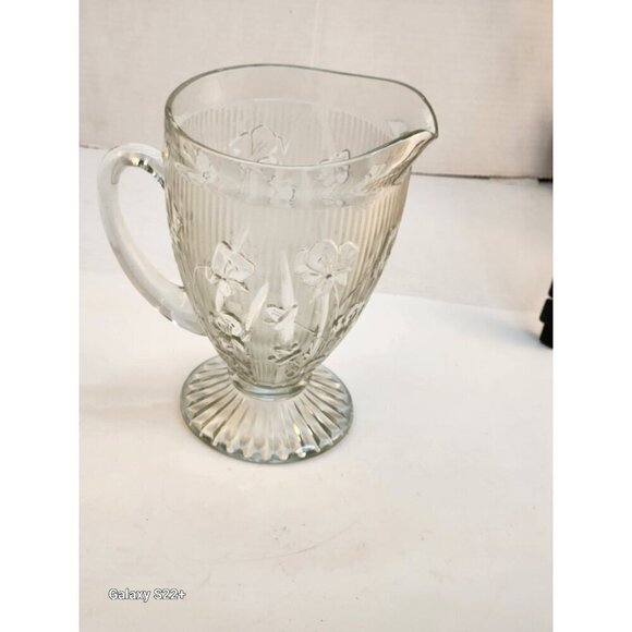 Vintage Jeanette Iris & Herringbone Clear Carnival Depression Glass 9" Pitcher F - Picture 7 of 10